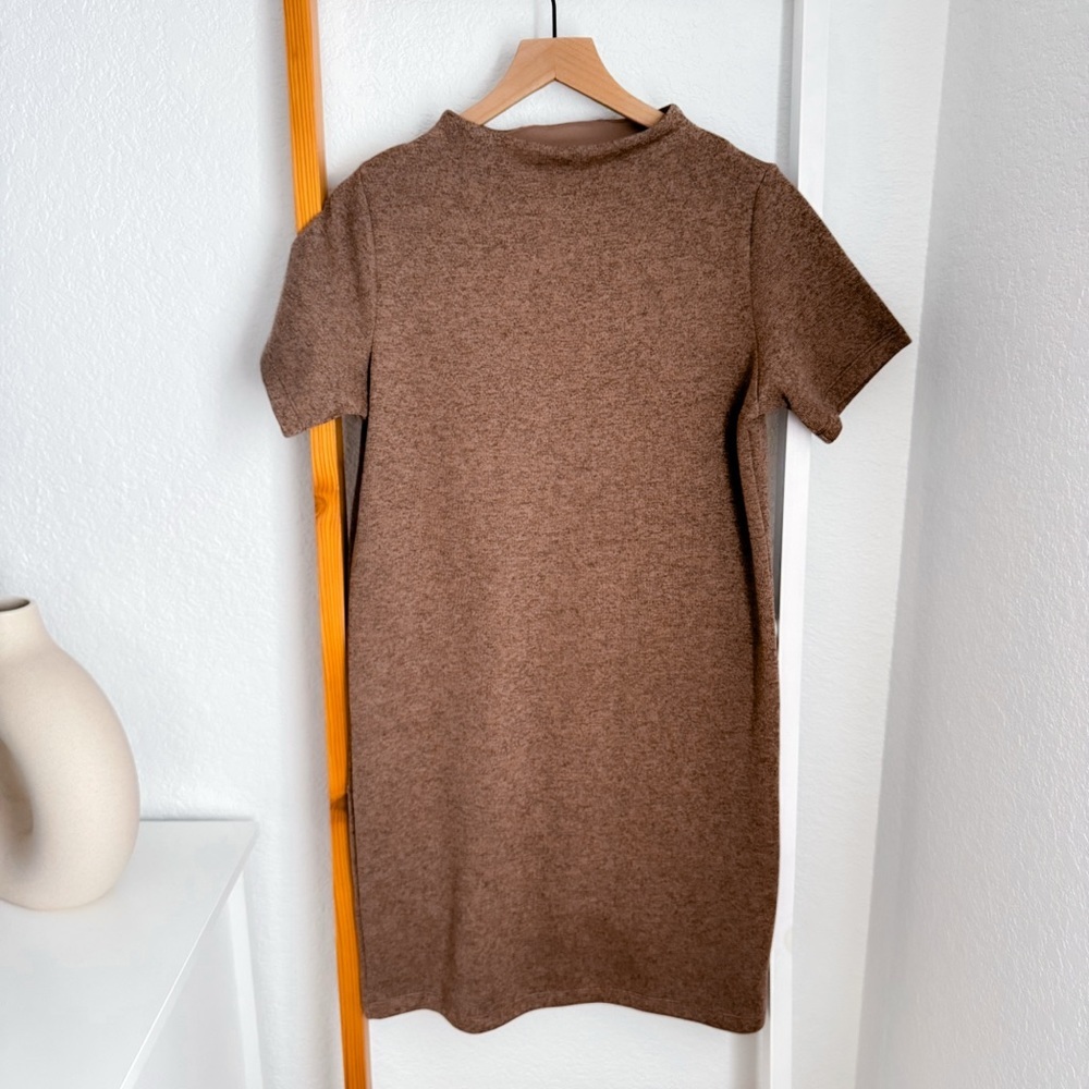 Arc’teryx Laina Dress Jute Heather Cream Short Sleeve Mock Neck Brown - Picture 3 of 10